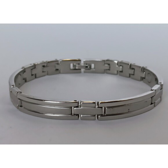 Unisex Silvertone Magnetic Therapy Bracelet 8 in - Picture 1 of 9